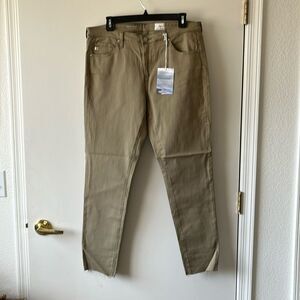 Ag Adriano Goldschmied Olive-Tan Straight Leg Crop Pants